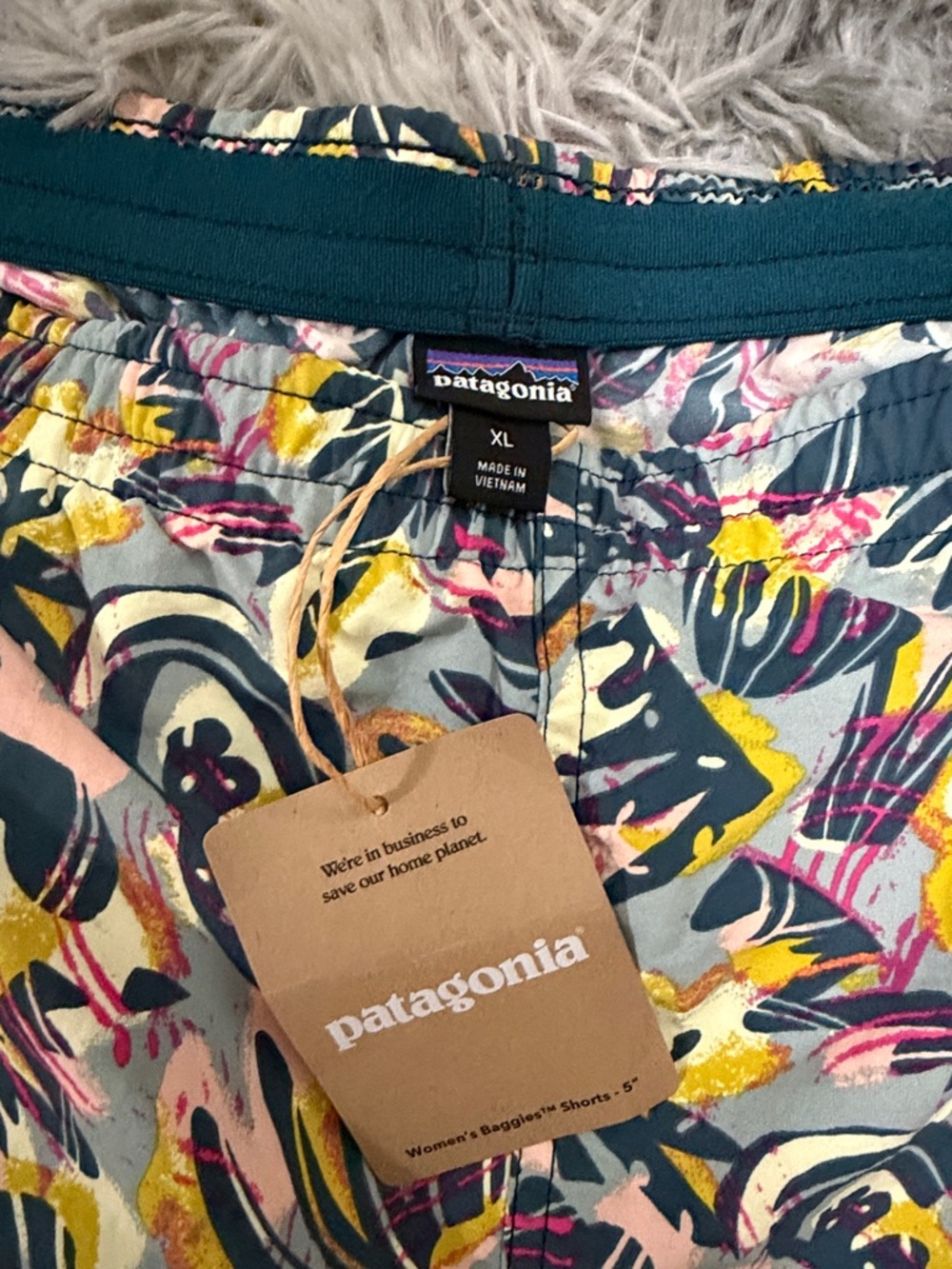 Patagonia Baggies Shorts 5” XL Womens New Wild Botanist Tidal Teal - Picture 4 of 6